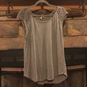 Cato brand grey lace shoulder blouse
